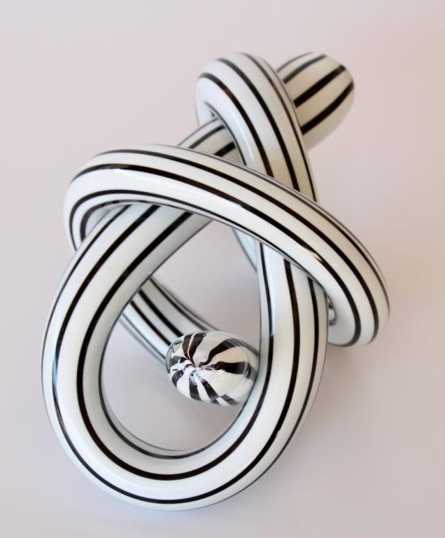 Extra Large Black & White Stripped Glass Knot